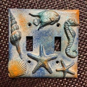 Custom Nautical Seashell Double Light Switch Cover